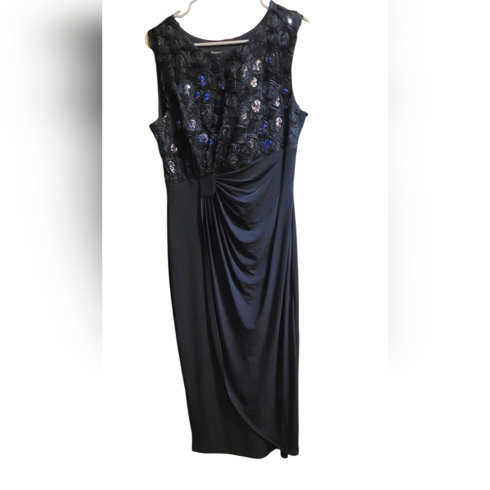 Enfocus Studio Blue Dress Long. Ptp 21 Length 45. Some Touchup Needed